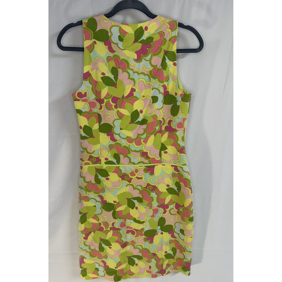 Sigrid Olsen Yellow/white/green Tropical Print sleeveless lined Dress Size 6 #2 - Picture 4 of 10